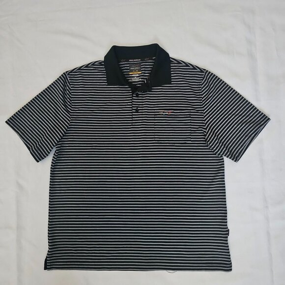 Greg Norman For Tasso Elba Five Iron Play Dry Striped Short Sleeve Polo Shirt M - Picture 3 of 11